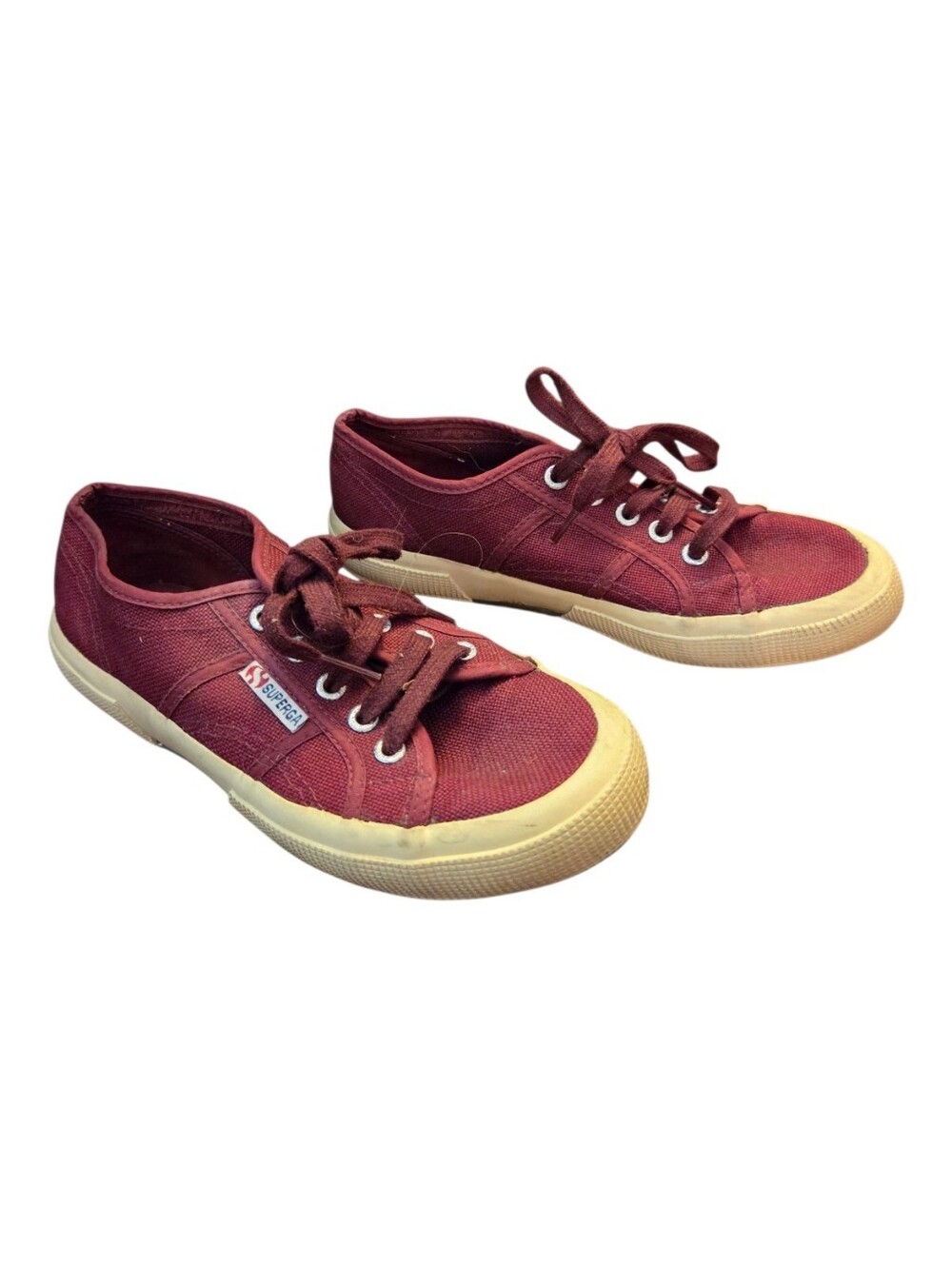 Superga Burgandy & Cream 2750 Cotu Classic Canvas Sneakers - Size Wm 6.5, Men 5